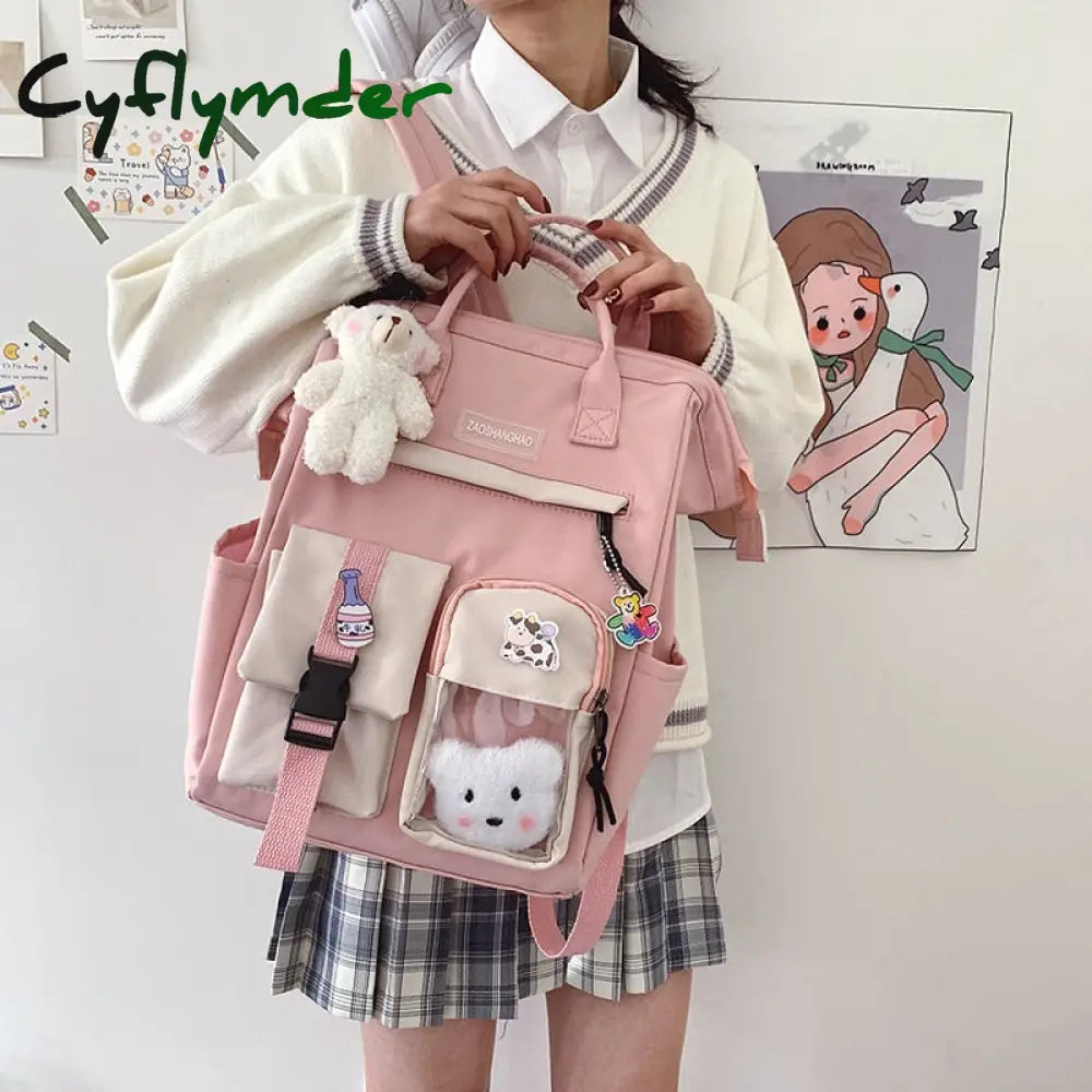 Cyflymder Waterproof Nylon School Bags For Teenage Girls Laptop Backpacks Women Travel Shoulder Bag