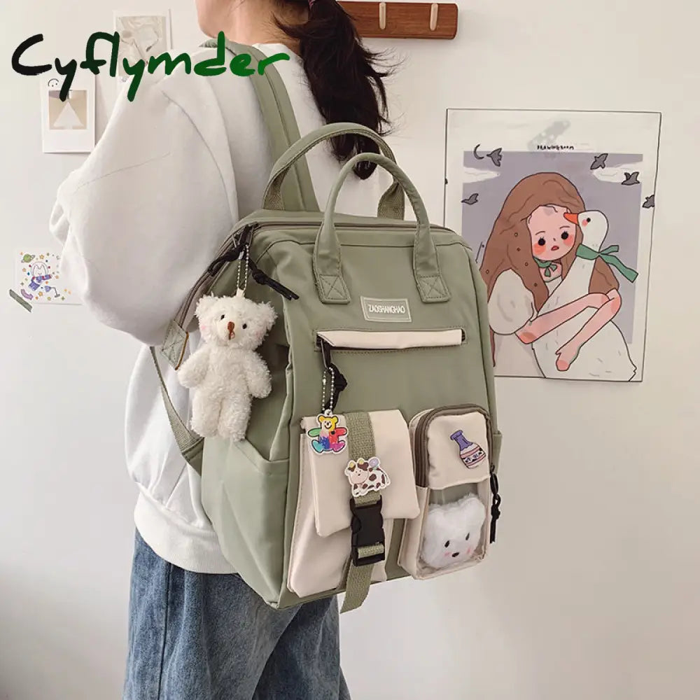 Cyflymder Waterproof Nylon School Bags For Teenage Girls Laptop Backpacks Women Travel Shoulder Bag