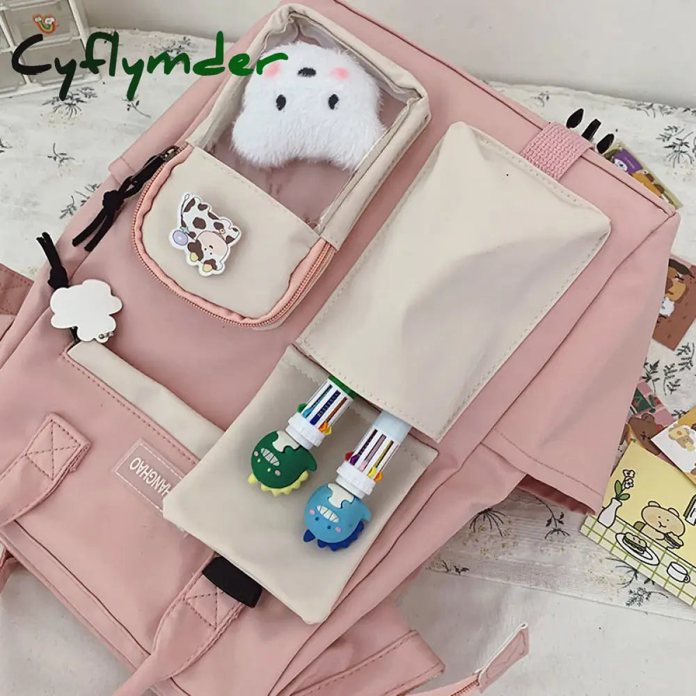 Cyflymder Waterproof Nylon School Bags For Teenage Girls Laptop Backpacks Women Travel Shoulder Bag