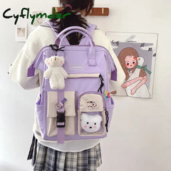 Cyflymder Waterproof Nylon School Bags For Teenage Girls Laptop Backpacks Women Travel Shoulder Bag