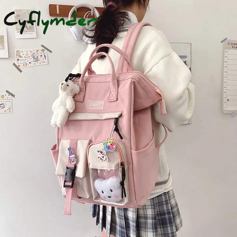 Cyflymder Waterproof Nylon School Bags For Teenage Girls Laptop Backpacks Women Travel Shoulder Bag