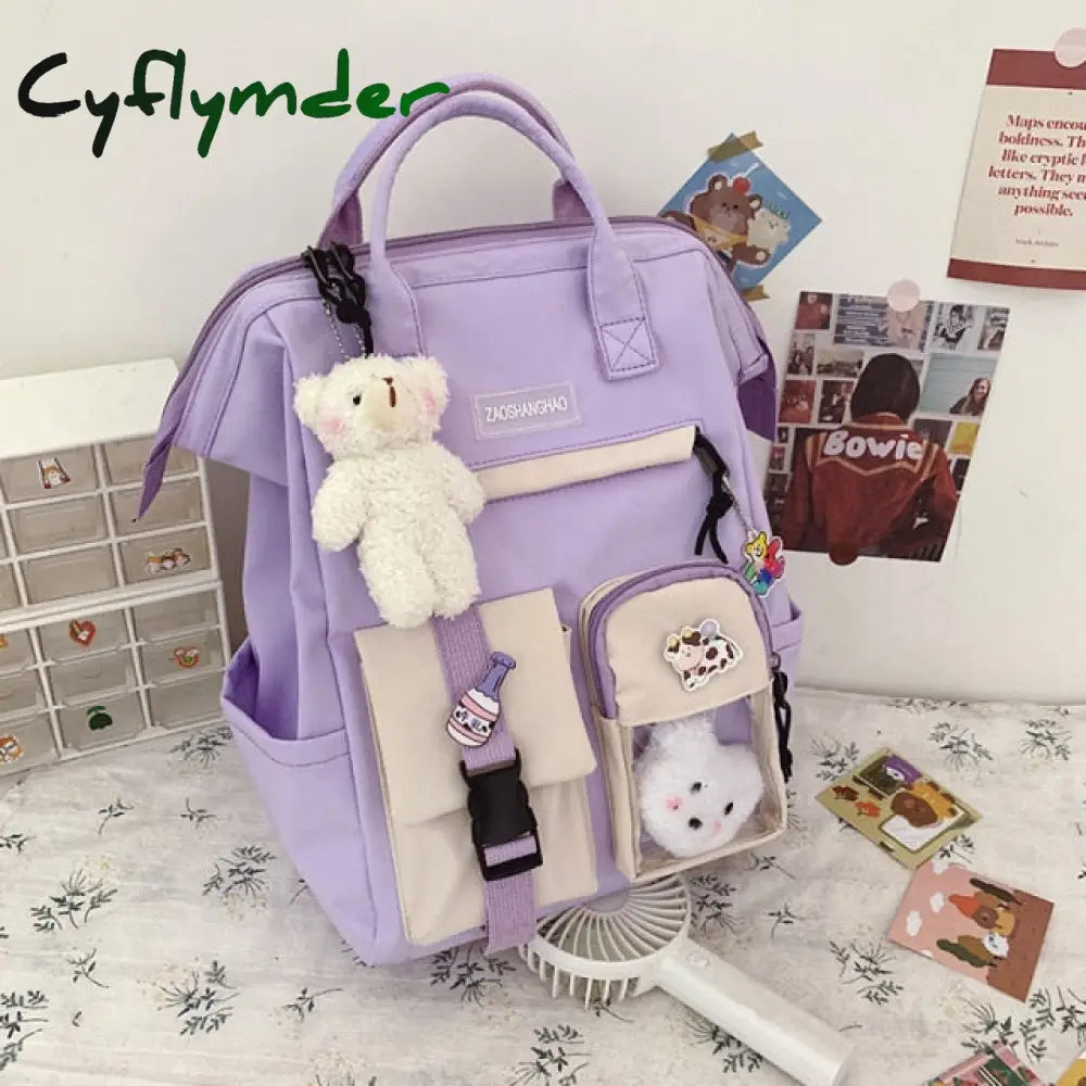 Cyflymder Waterproof Nylon School Bags For Teenage Girls Laptop Backpacks Women Travel Shoulder Bag