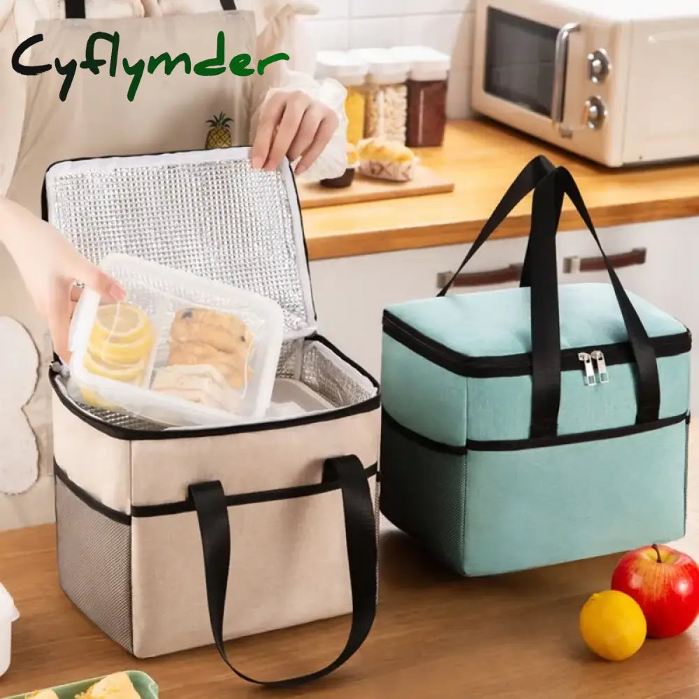 Cyflymder Waterproof Portable Lunch Bag Cationic Large Thermal Insulation Ice Thickened