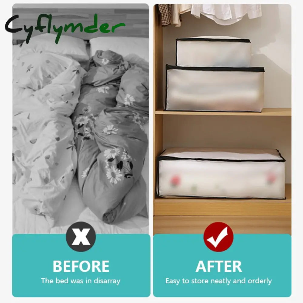 Cyflymder Waterproof Quilt Clothes Organizer Dustproof Closet Storage Bag Luggage Bolsa