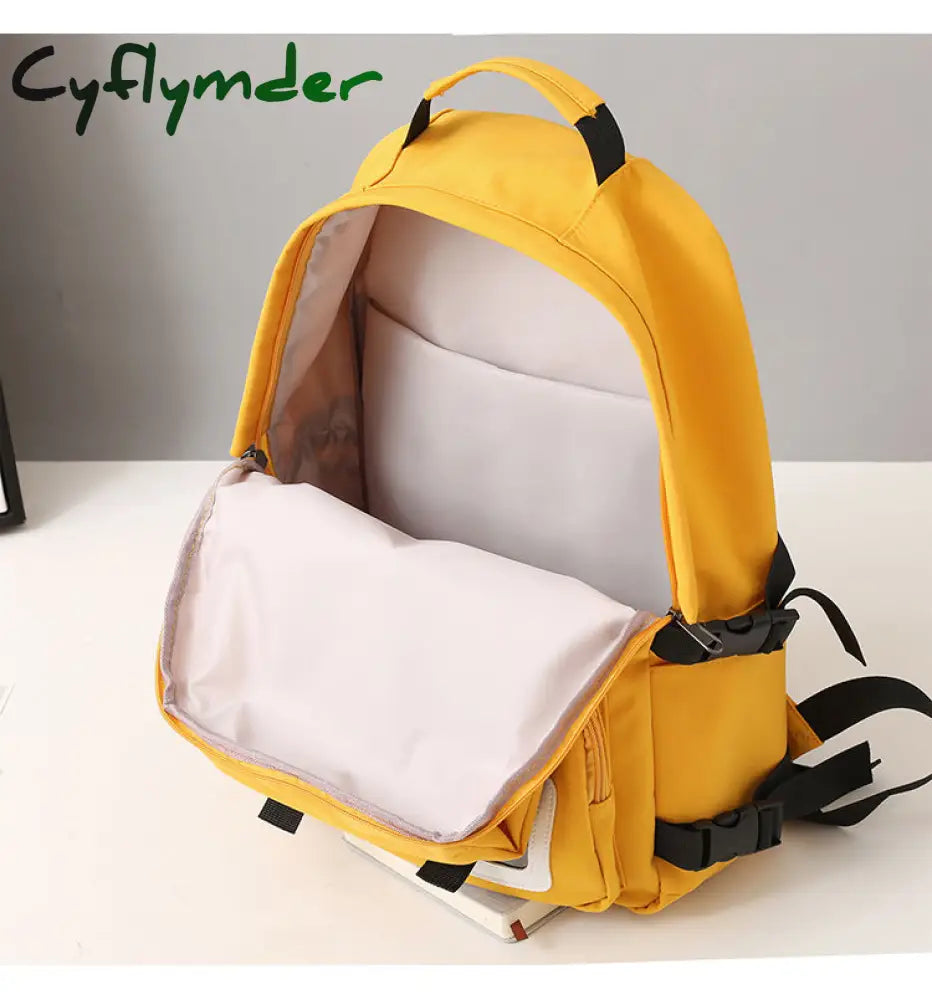 Cyflymder Waterproof School Bags For Teenage Girls Cute Flowers Backpack Women Black Oxford