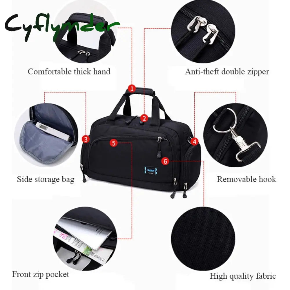 Cyflymder Waterproof Shoulder Duffels Bag Men Women Short Trip Storage Tote Clothes Electronic