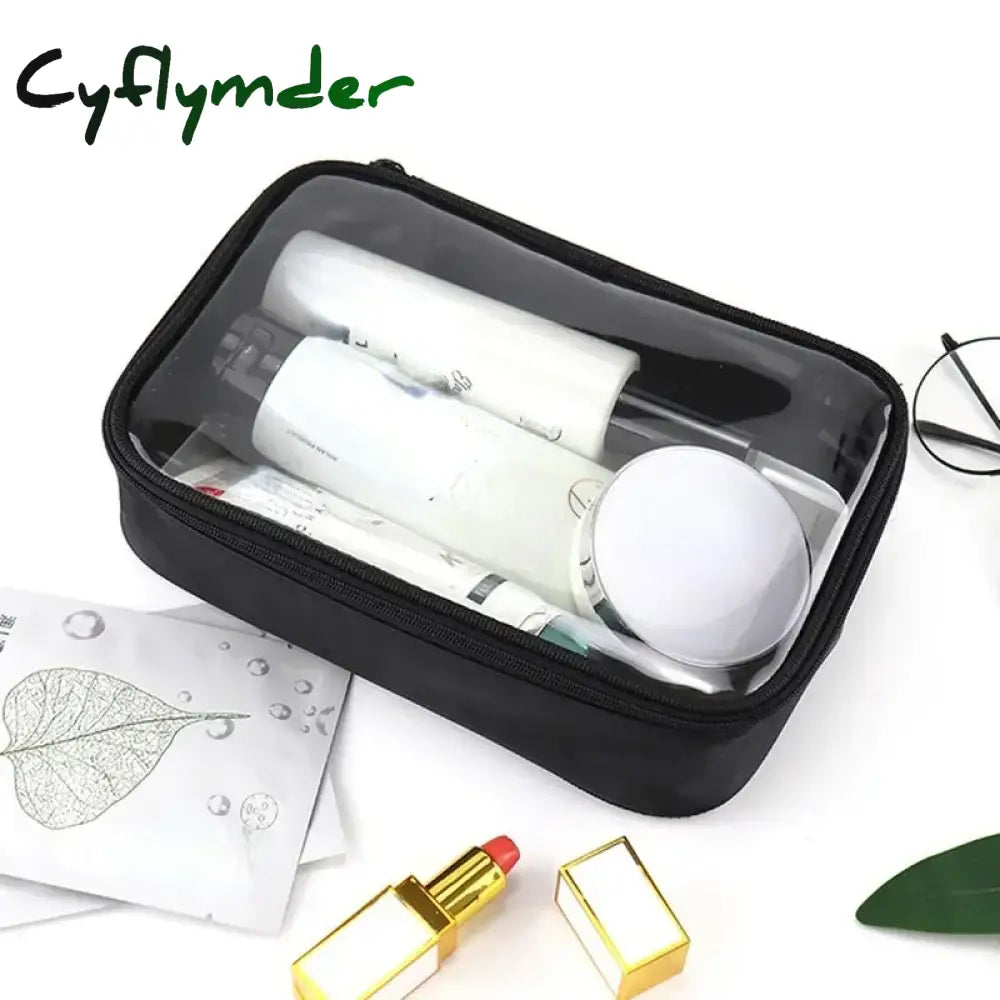 Cyflymder Waterproof Transparent Cosmetic Bag Women Make Up Case Travel Zipper Clear Makeup Beauty