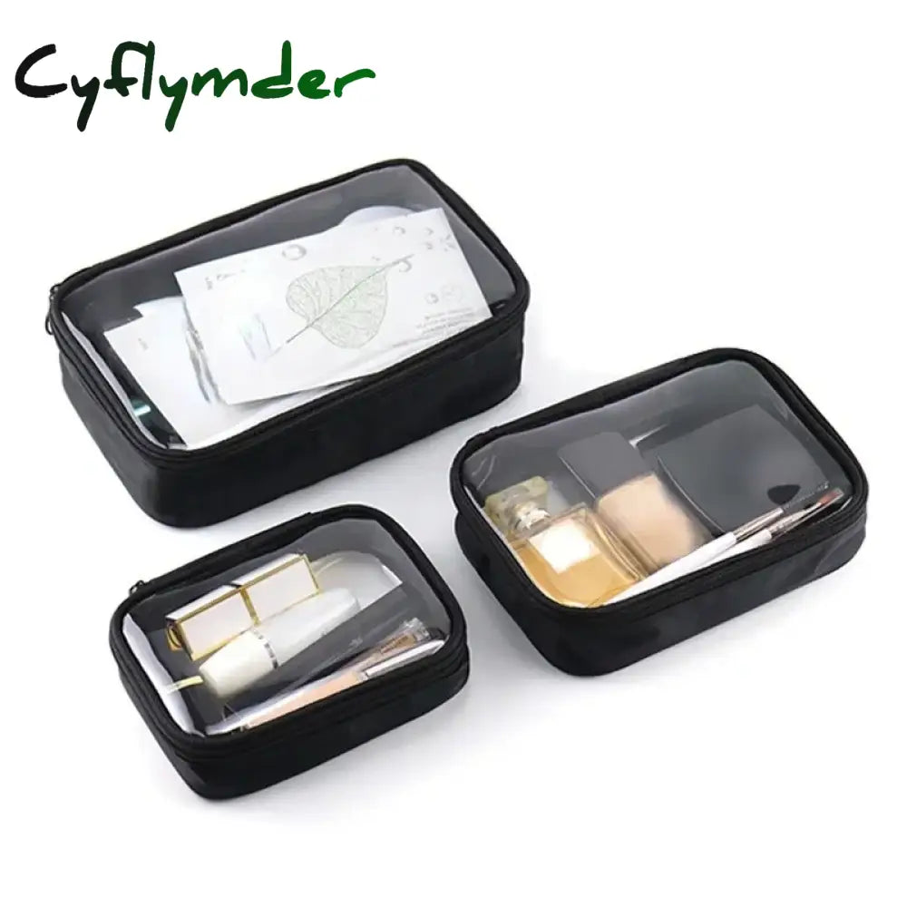 Cyflymder Waterproof Transparent Cosmetic Bag Women Make Up Case Travel Zipper Clear Makeup Beauty