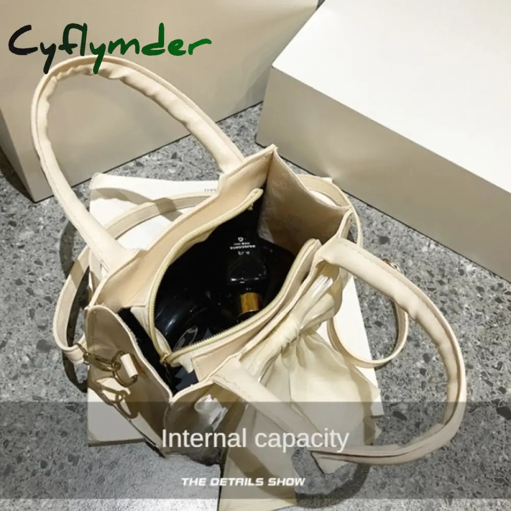 Cyflymder White Bowknot Women’s Portable Shoulder Bag Big Bow Design Ladies Underarm Bags Solid