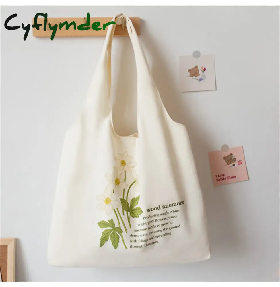 Cyflymder White Canvas Vest Shopping Bags Illustration Eco Reusable Foldable Shoulder Bag Retro