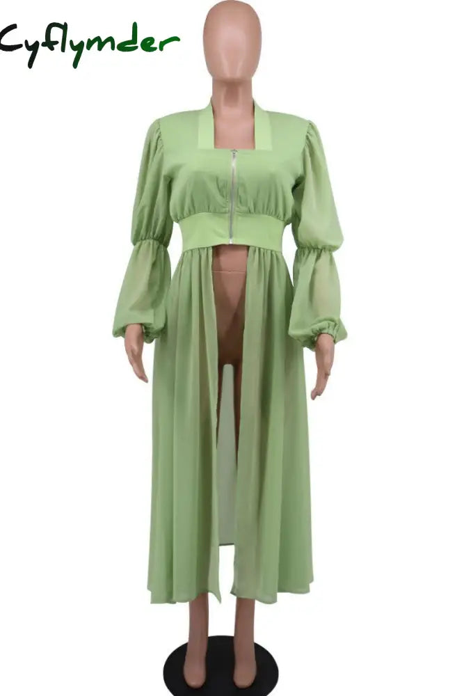 Cyflymder - White Casual Solid Patchwork U Neck Long Sleeve Dresses