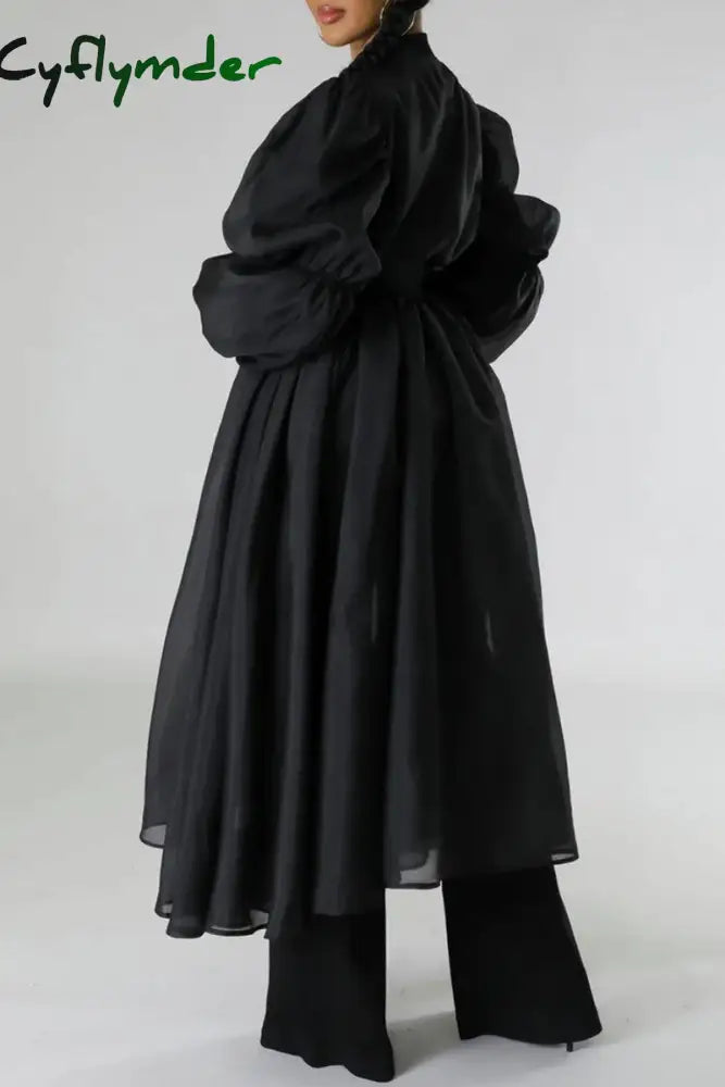 Cyflymder - White Casual Solid Patchwork U Neck Long Sleeve Dresses