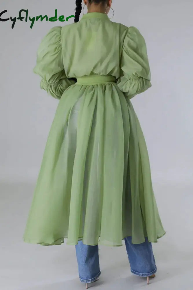 Cyflymder - White Casual Solid Patchwork U Neck Long Sleeve Dresses