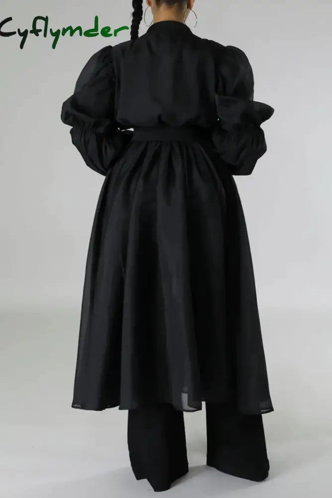 Cyflymder - White Casual Solid Patchwork U Neck Long Sleeve Dresses