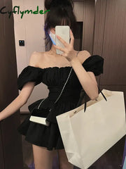Cyflymder White Sexy Backless Mini Dress Women Korean Fashion Casual Elegant Party Female Ruffle