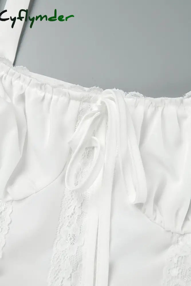 Cyflymder - White Sexy Casual Solid Backless Square Collar Sling Dress Dresses