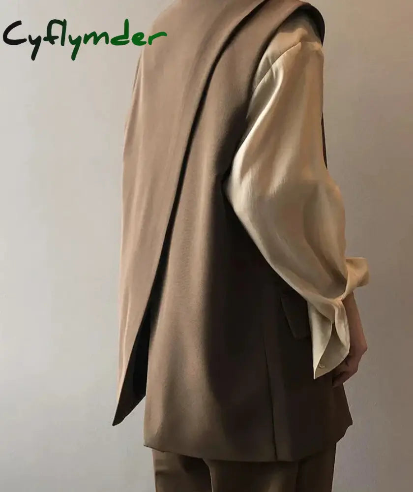 White Vest for Women V-Neck Sleeveless Casual Tops Autumn Fashion Office Lady Single Breasted Female Solid Vests Cyflymder
