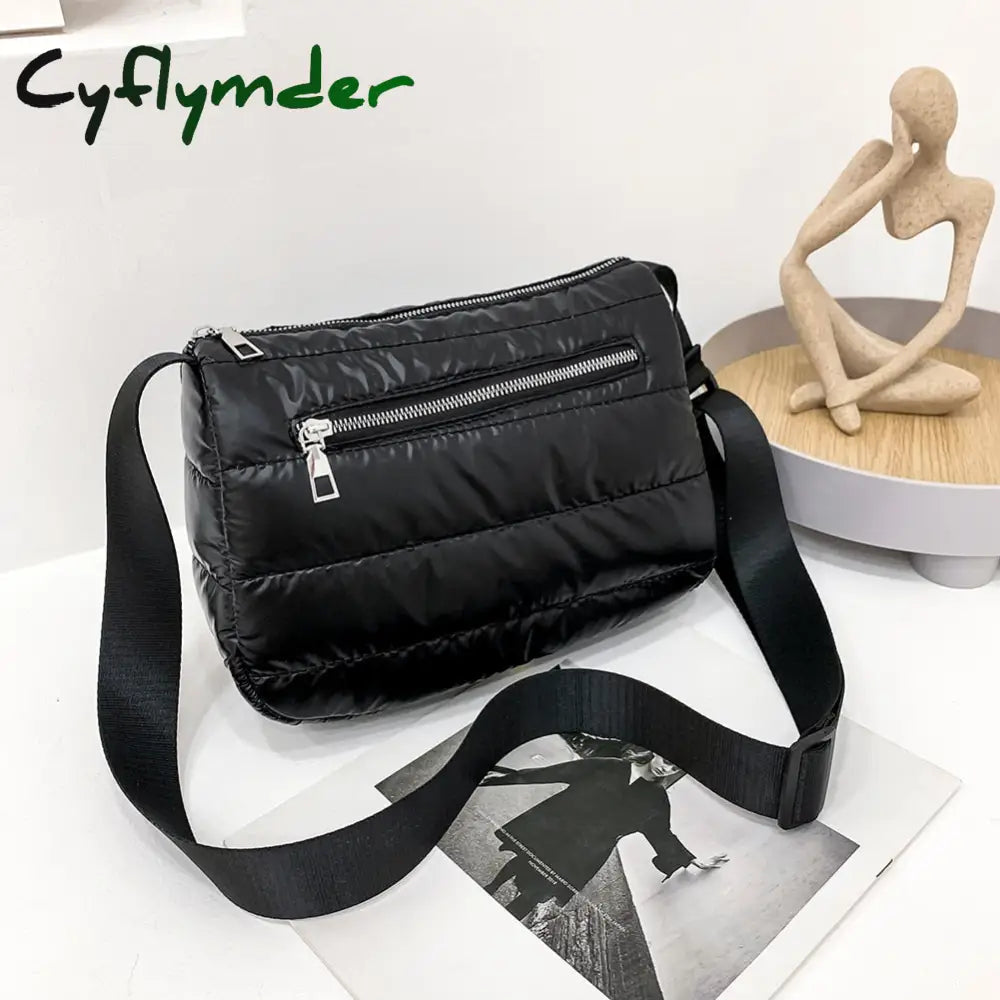 Cyflymder Winter Down Bag Quilted Space Cotton Handbags For Women Large Capacity Tote Bags Female