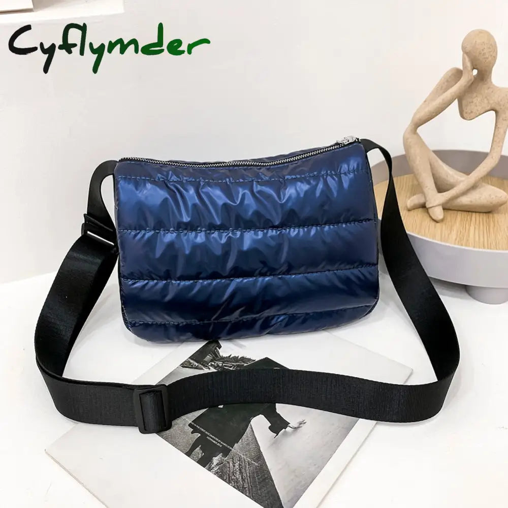 Cyflymder Winter Down Bag Quilted Space Cotton Handbags For Women Large Capacity Tote Bags Female