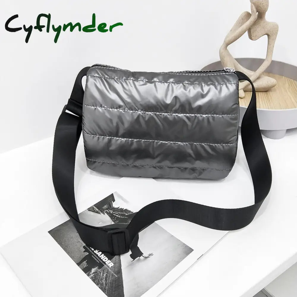 Cyflymder Winter Down Bag Quilted Space Cotton Handbags For Women Large Capacity Tote Bags Female