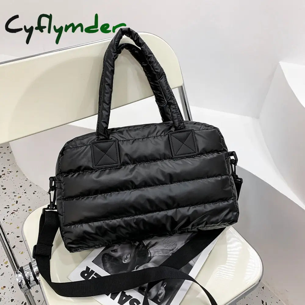 Cyflymder Winter Down Bag Quilted Space Cotton Handbags For Women Large Capacity Tote Bags Female