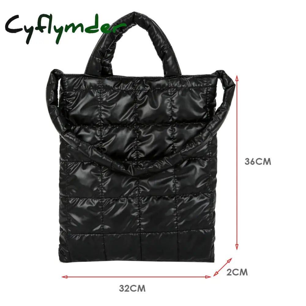 Cyflymder Winter Down Bag Quilted Space Cotton Handbags For Women Large Capacity Tote Bags Female