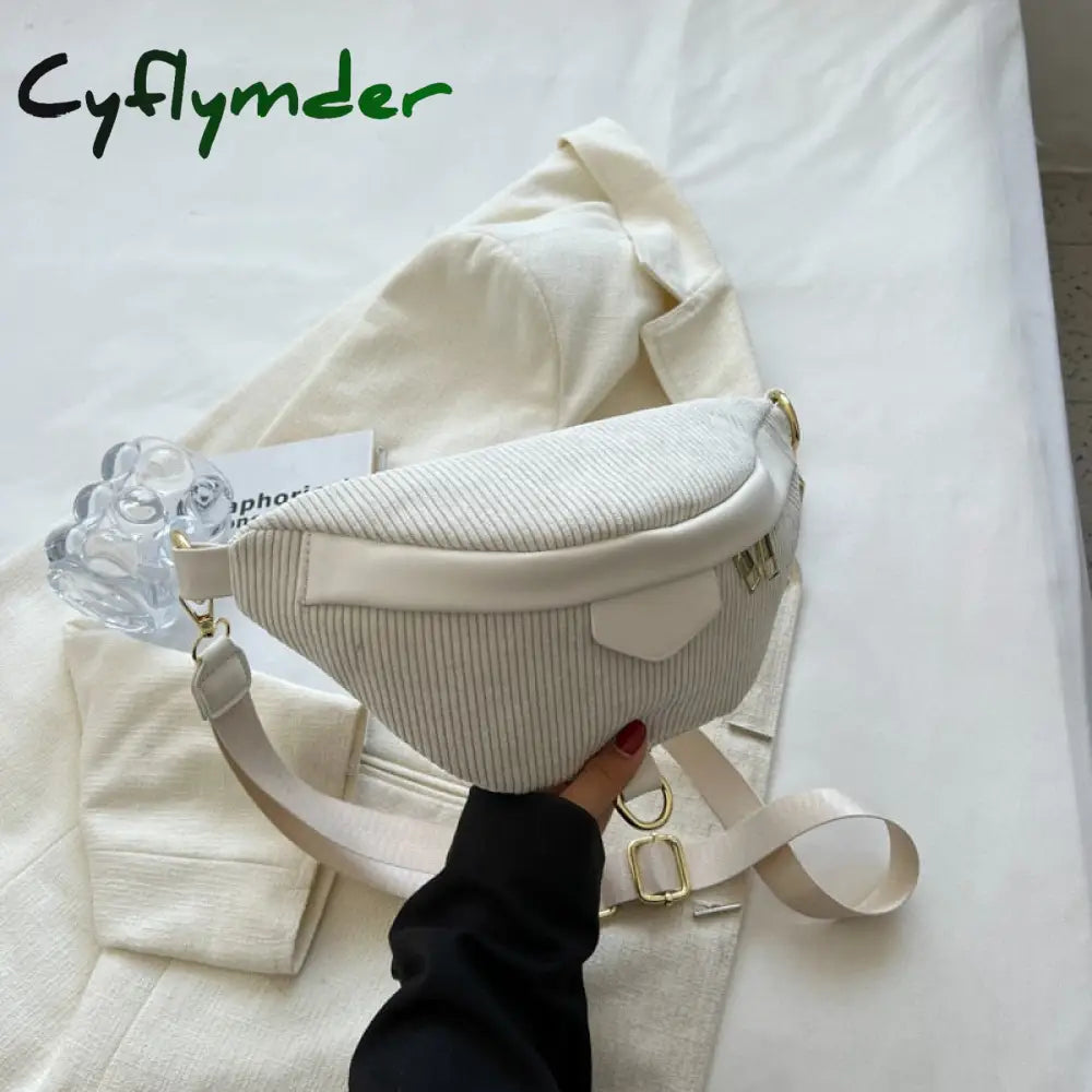 Cyflymder Winter Female Belt Bag Corduroy Fanny Pack And Phone Pack Fashion Ladies Shoulder