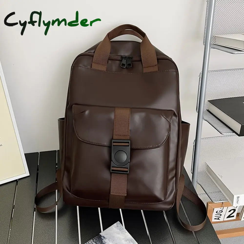 Cyflymder Winter Large Capacity Women Backpack Vintage Leather Female Men Travelling School Bag For