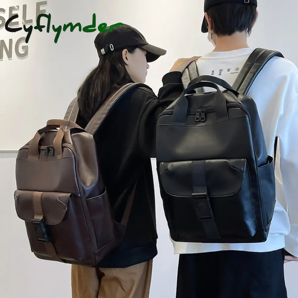 Cyflymder Winter Large Capacity Women Backpack Vintage Leather Female Men Travelling School Bag For