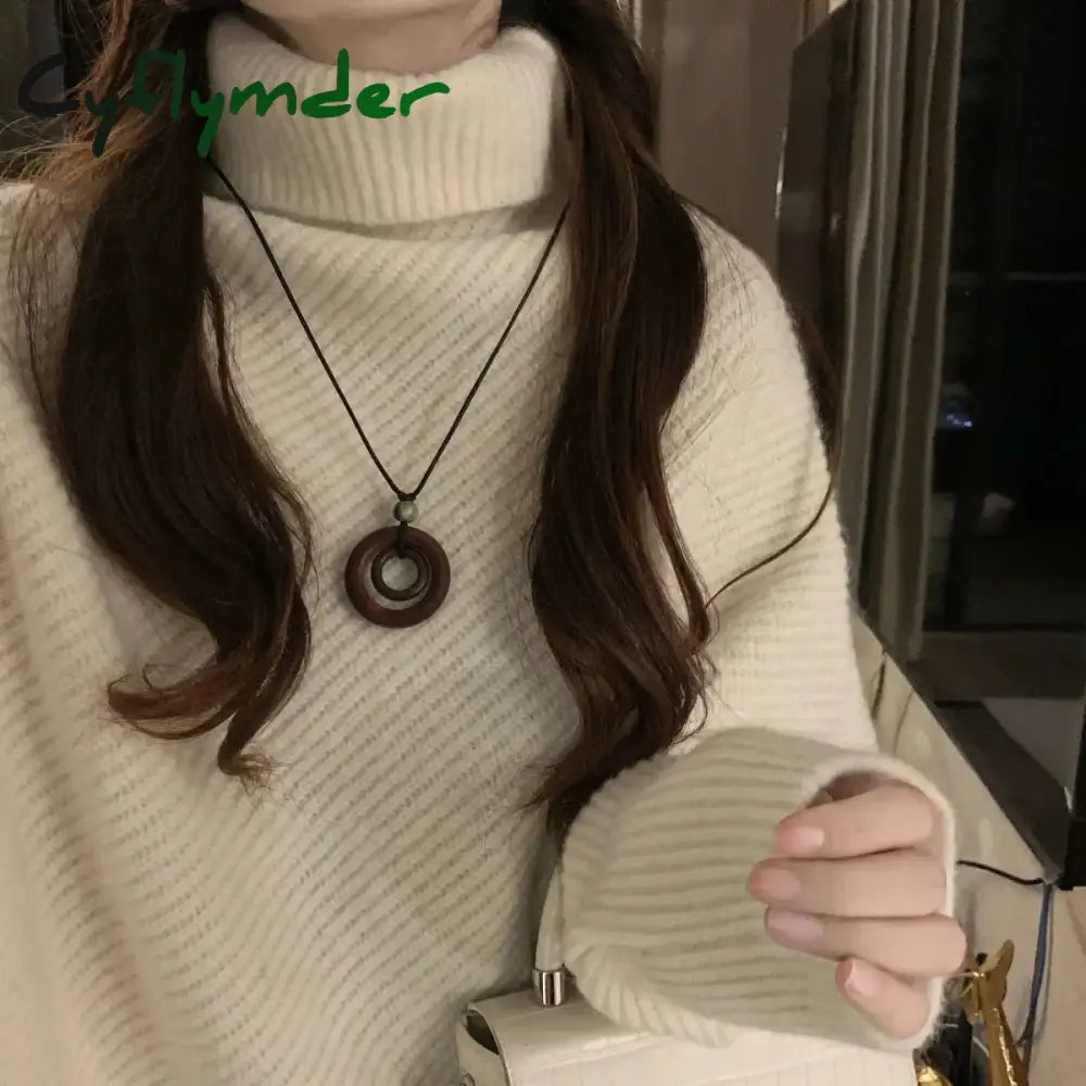 Cyflymder Winter Outfit Ladies Sweater Dress Blue With Headings Knitted Tops Sweaters For Women