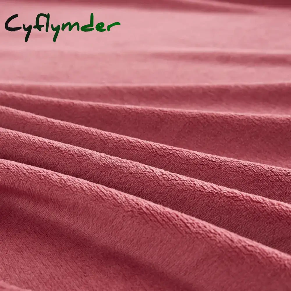Cyflymder Winter Plush Fitted Sheet Elastic Double Bed Sheet Warm Bedspread Solid Color Mattress Cover Bed Linen
