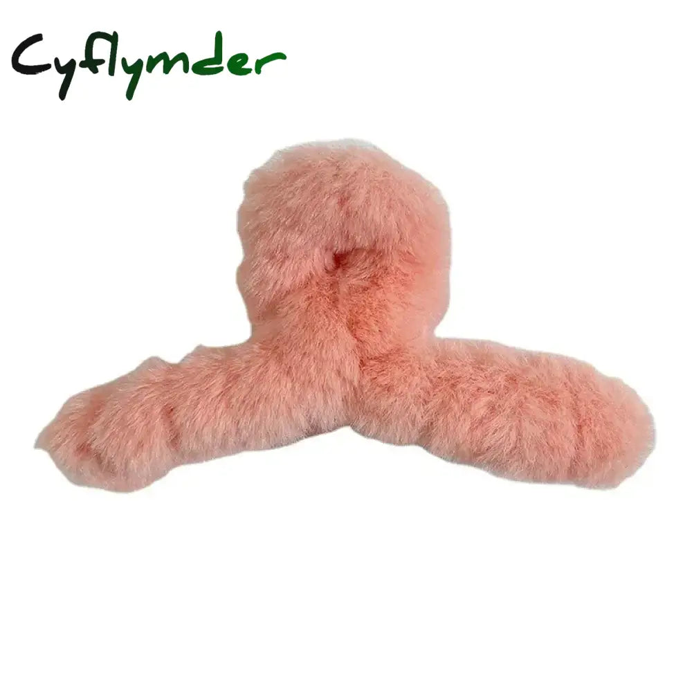 Cyflymder Winter Plush Hair Claw Clip Faux Fur Elegant Acrylic Hairpins Women Hair Clip Barrette Crab Headwear Girls