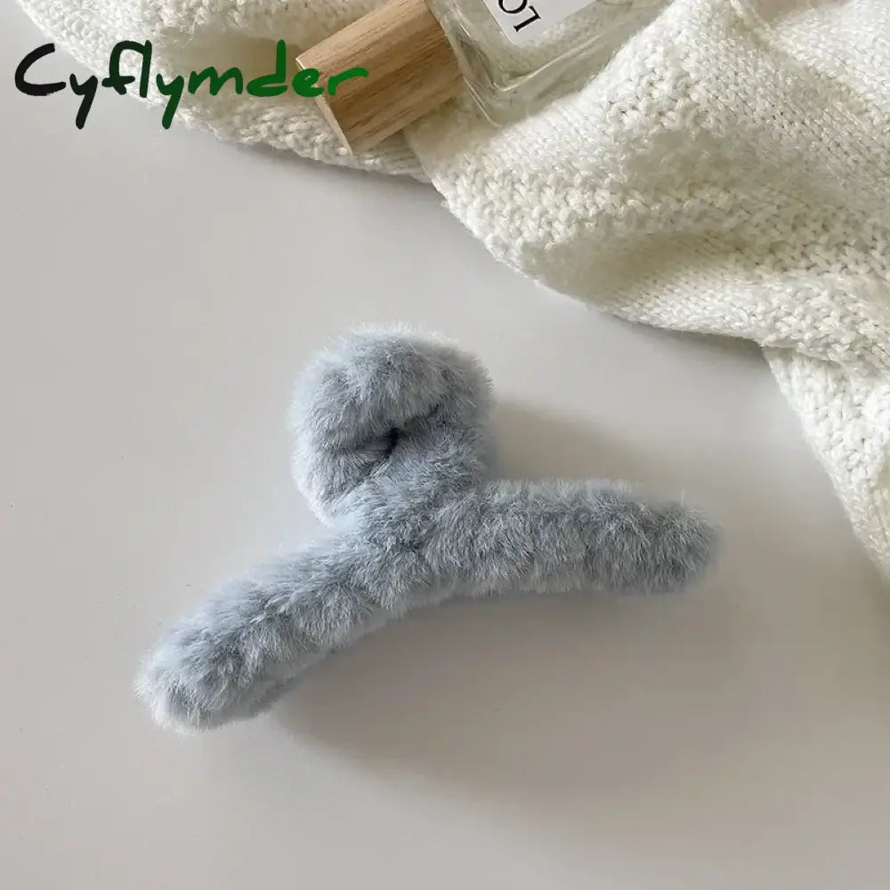 Cyflymder Winter Plush Hair Claw Clip Faux Fur Elegant Acrylic Hairpins Women Hair Clip Barrette Crab Headwear Girls
