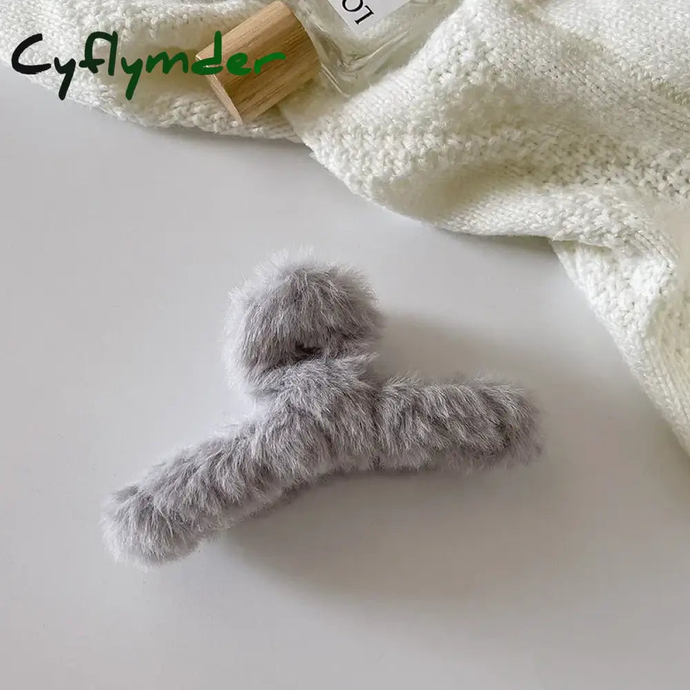Cyflymder Winter Plush Hair Claw Clip Faux Fur Elegant Acrylic Hairpins Women Hair Clip Barrette Crab Headwear Girls