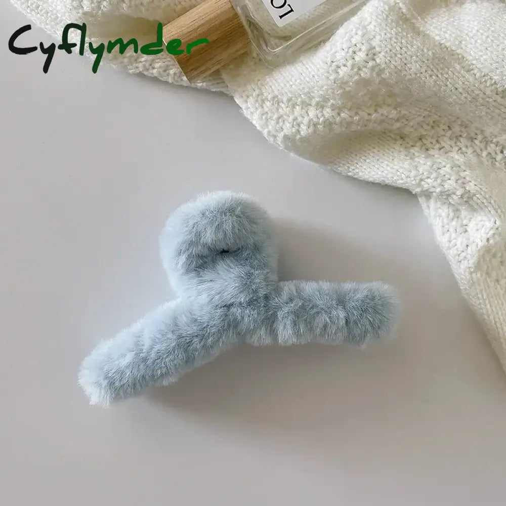 Cyflymder Winter Plush Hair Claw Clip Faux Fur Elegant Acrylic Hairpins Women Hair Clip Barrette Crab Headwear Girls