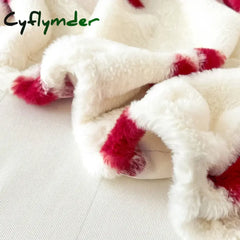 Cyflymder Winter Thermal Plush Fitted Sheet Elastic Mattress Cover Red Heart Printed Warm Coral Fleece Bed Linens Queen