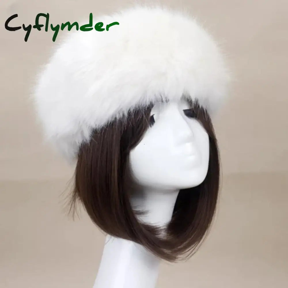 Cyflymder Winter Thick Furry Hairband Fluffy Russian Faux Fur Women Girl Fur Headband Hat Winter Outdoor Earwarmer Ski