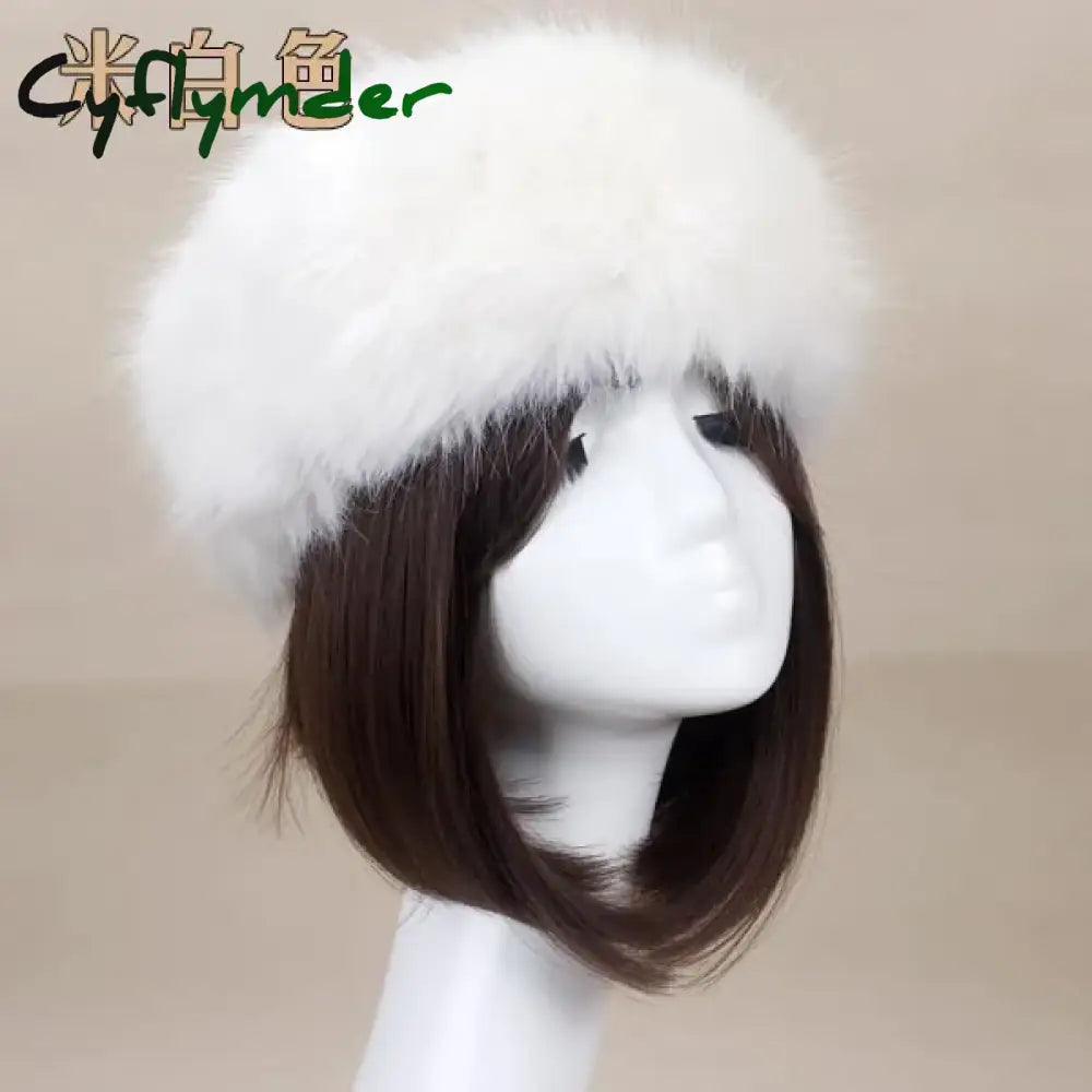 Cyflymder Winter Thick Furry Hairband Fluffy Russian Faux Fur Women Girl Fur Headband Hat Winter Outdoor Earwarmer Ski