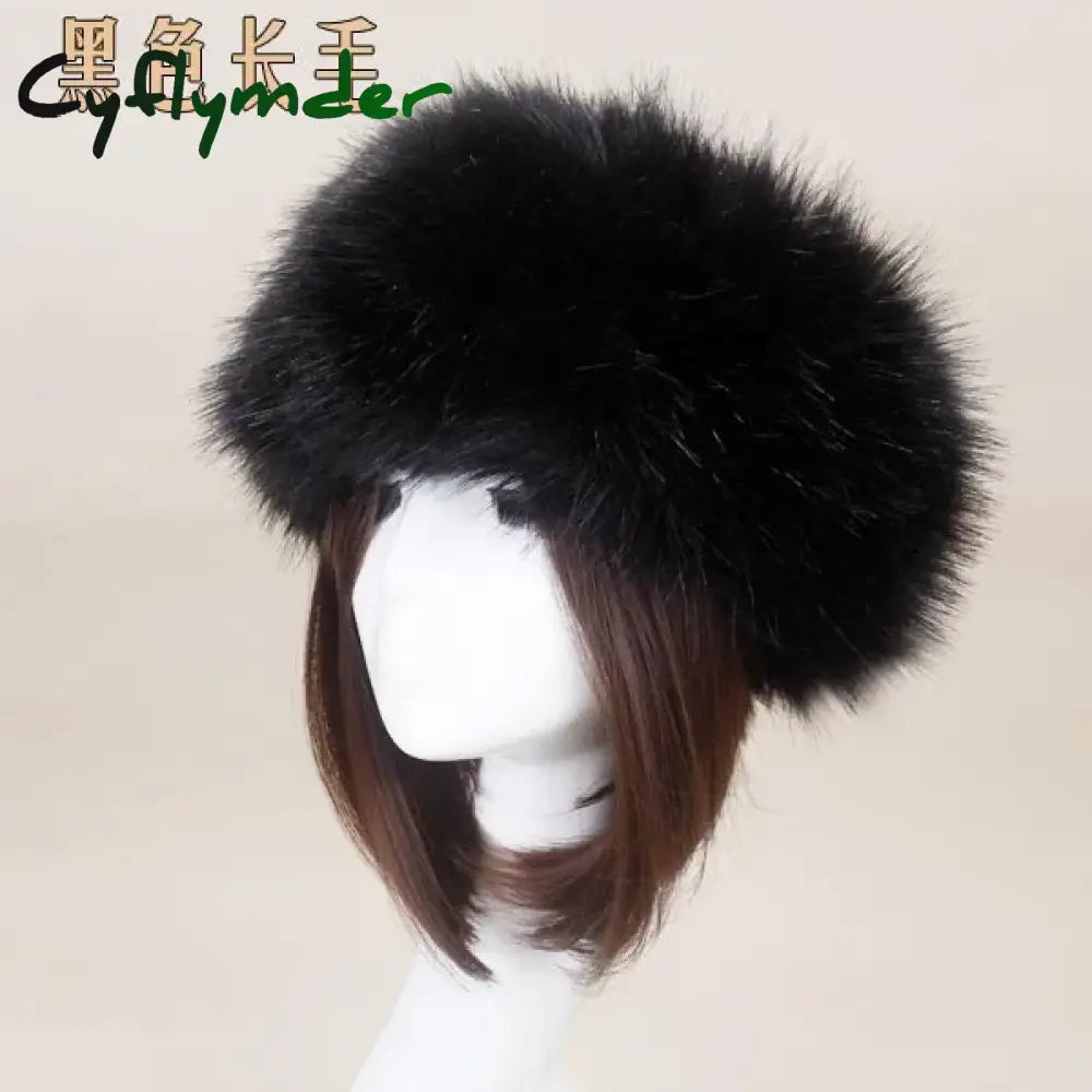 Cyflymder Winter Thick Furry Hairband Fluffy Russian Faux Fur Women Girl Fur Headband Hat Winter Outdoor Earwarmer Ski