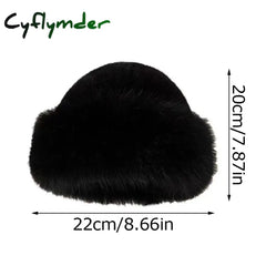 Cyflymder Winter Thick Warm Furry Beanies Hat Women Fashion Imitation Mink Fur Russian Cap Solid Color Plush Brimless