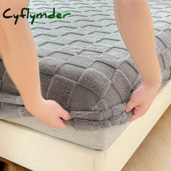 Cyflymder Winter Warm Fitted Bed Sheet Taff Velvet Fleece Bed Linen Single/Double/King/Queen Size Plush Mattress Cover