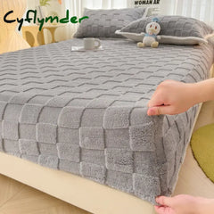 Cyflymder Winter Warm Fitted Bed Sheet Taff Velvet Fleece Bed Linen Single/Double/King/Queen Size Plush Mattress Cover