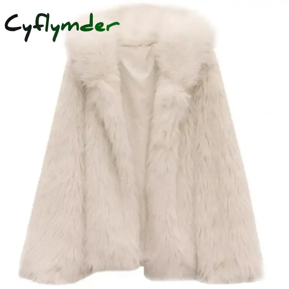Cyflymder winter winery outfit Trendy Hooded Faux Fox Fur Coats super Warm Winter Furry Jacket Women Streetwear Plush