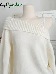 Cyflymder Winter Women Mori Girl Coquette Fake Two Pieces Knitwear Korean Shoujo 2000s Aesthetic Long Sleeve Sweater