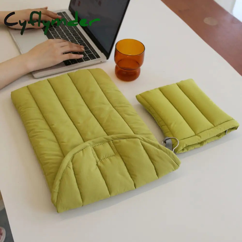 Cyflymder Winter Women Padded Ipad Bag Puffy Tablet Case Laptop Storage Bags 11 13 Inch Ladies