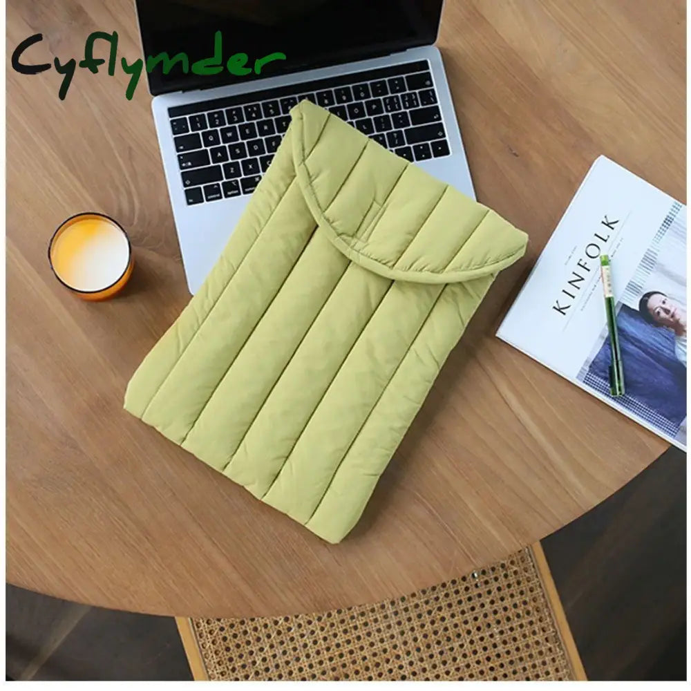 Cyflymder Winter Women Padded Ipad Bag Puffy Tablet Case Laptop Storage Bags 11 13 Inch Ladies