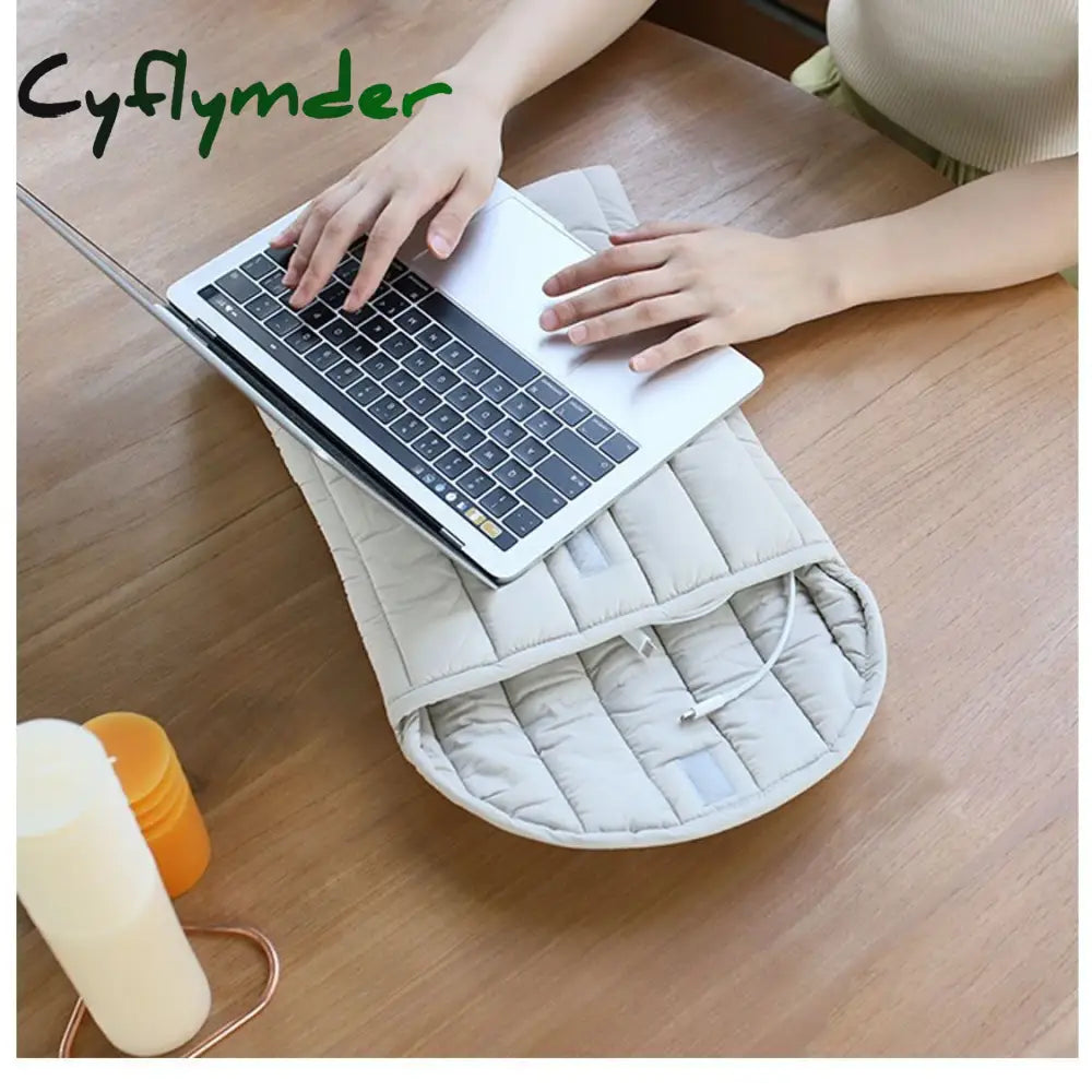 Cyflymder Winter Women Padded Ipad Bag Puffy Tablet Case Laptop Storage Bags 11 13 Inch Ladies