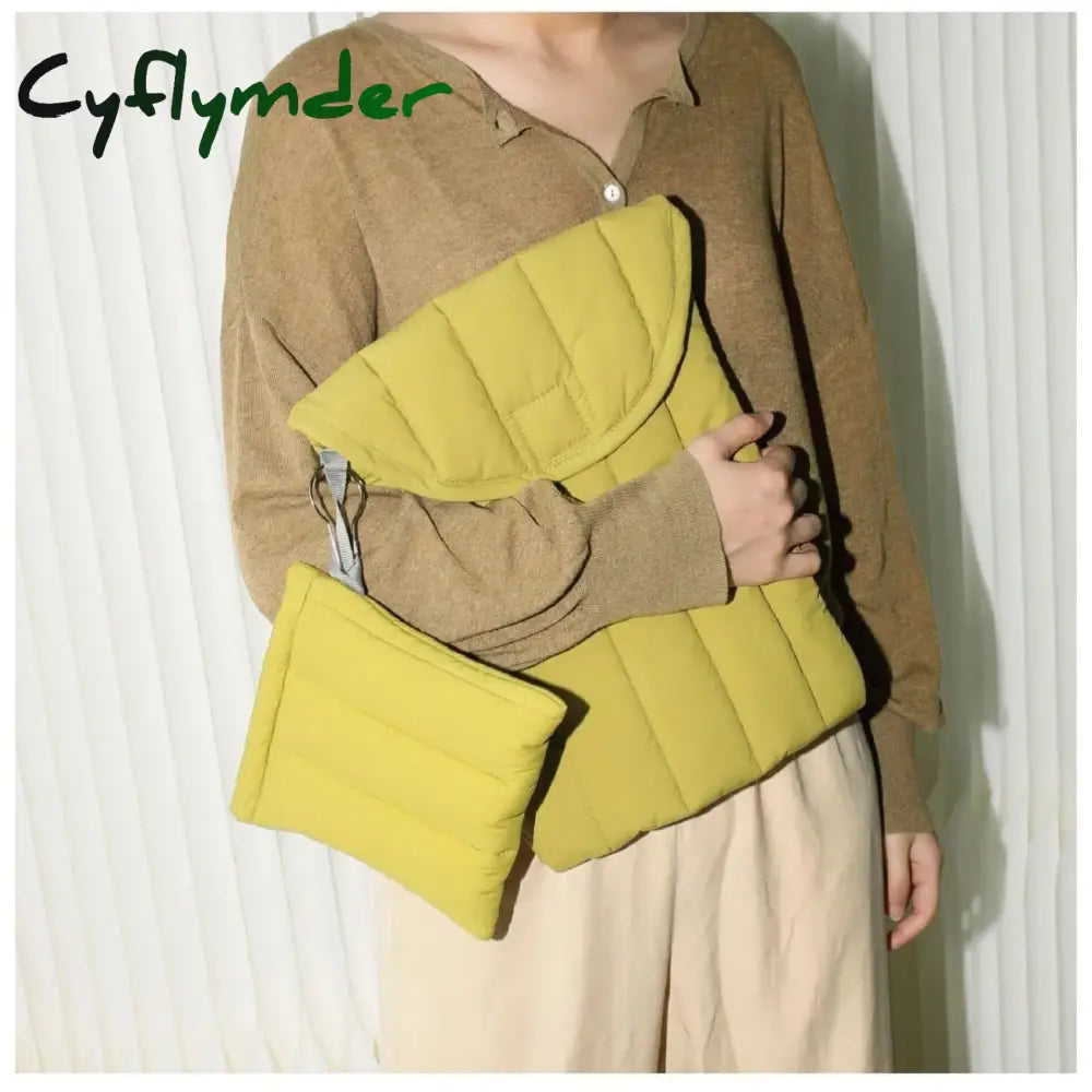 Cyflymder Winter Women Padded Ipad Bag Puffy Tablet Case Laptop Storage Bags 11 13 Inch Ladies