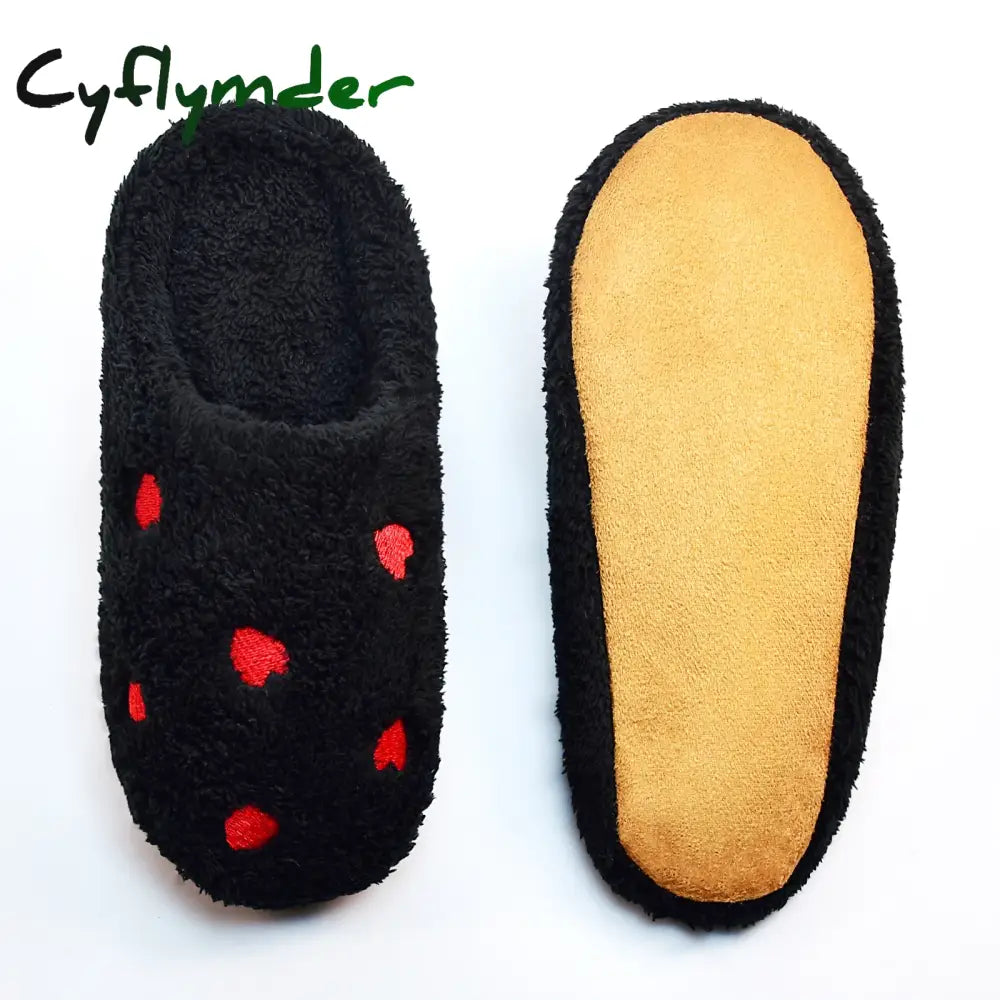 Cyflymder Winter Women’s Heart-Shaped Slippers Love Mute Soft Sole Shoes Indoor Comfortable Cute Silent Carpet Light