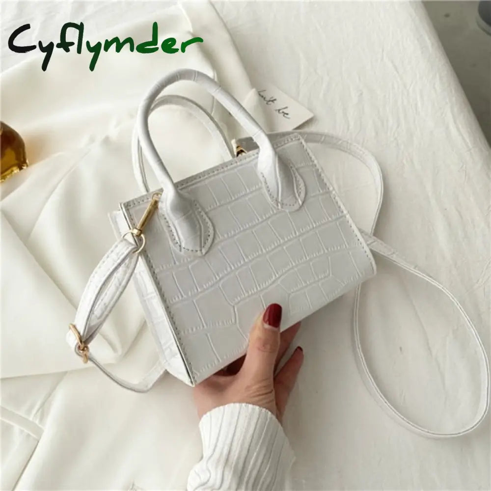 Cyflymder Women Alligator Pattern Pure Color Pu Messenger Bag Vintage Top-Handle Purses Chain